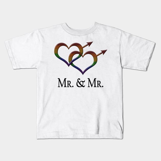 Mr. and Mr. Gay Pride Interlinking Male Gender Symbols Kids T-Shirt by LiveLoudGraphics